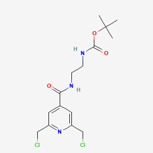 molecular formula C15H21Cl2N3O3 B13099613 tert-Butyl (2-(2,6-bis(chloromethyl)isonicotinamido)ethyl)carbamate 