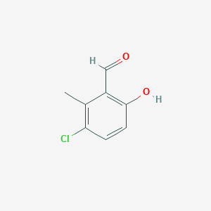 molecular formula C8H7ClO2 B13099690 3-Chloro-6-hydroxy-2-methylbenzaldehyde 