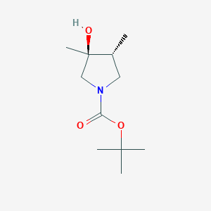 molecular formula C11H21NO3 B13099743 Cis-tert-butyl 3-hydroxy-3,4-dimethylpyrrolidine-1-carboxylate 