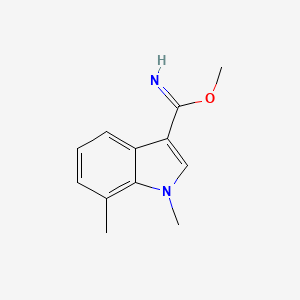 molecular formula C12H14N2O B13099862 Methyl 1,7-dimethylindole-3-carboximidate 