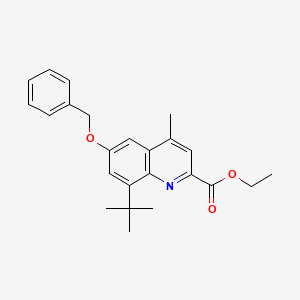 molecular formula C24H27NO3 B13100107 Ethyl 6-(benzyloxy)-8-(tert-butyl)-4-methylquinoline-2-carboxylate 