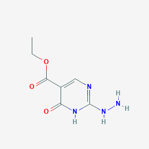 molecular formula C7H10N4O3 B13100392 Ethyl 2-hydrazinyl-6-oxo-1,6-dihydropyrimidine-5-carboxylate CAS No. 89897-54-1