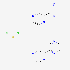 molecular formula C16H12Cl2N8Ru B13100476 cis-Dichlorobis(2,2'-bipyrazyl)ruthenium(II) CAS No. 80907-59-1