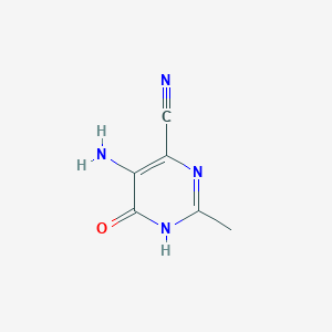 molecular formula C6H6N4O B13100543 5-Amino-2-methyl-6-oxo-3,6-dihydropyrimidine-4-carbonitrile 