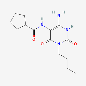 molecular formula C14H22N4O3 B13100621 N-(6-Amino-3-butyl-2,4-dioxo-1,2,3,4-tetrahydropyrimidin-5-yl)cyclopentanecarboxamide CAS No. 524944-62-5