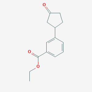 molecular formula C14H16O3 B13100656 Ethyl 3-(3-oxocyclopentyl)benzoate CAS No. 284022-82-8