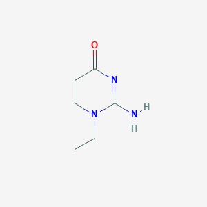 molecular formula C6H11N3O B13100836 2-Amino-3-ethyl-4,5-dihydropyrimidin-6-one 