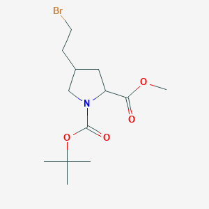 molecular formula C13H22BrNO4 B13100883 1-tert-Butyl 2-methyl 4-(2-bromoethyl)pyrrolidine-1,2-dicarboxylate 