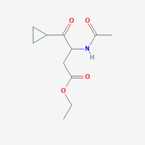 molecular formula C11H17NO4 B13101074 Ethyl 3-acetamido-4-cyclopropyl-4-oxobutanoate 