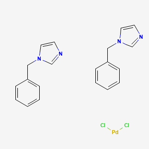 molecular formula C20H20Cl2N4Pd B13101310 Palladium,dichlorobis[1-(phenylmethyl)-1H-imidazole]- 