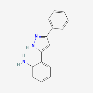molecular formula C15H13N3 B13101318 2-(3-Phenyl-1H-pyrazol-5-YL)aniline 