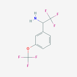 molecular formula C9H7F6NO B13101325 2,2,2-Trifluoro-1-(3-(trifluoromethoxy)phenyl)ethanamine 