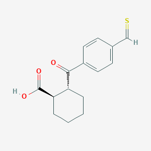 molecular formula C15H16O3S B13101355 trans-2-(4-Thiomethylbenzoyl)cyclohexane-1-carboxylicacid 