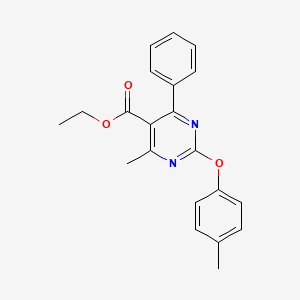 molecular formula C21H20N2O3 B13101588 Ethyl 4-methyl-6-phenyl-2-(p-tolyloxy)pyrimidine-5-carboxylate 