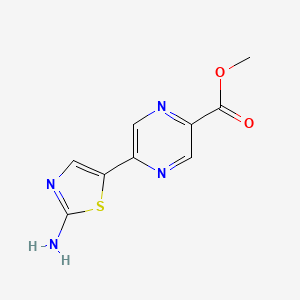 molecular formula C9H8N4O2S B13101616 Methyl 5-(2-aminothiazol-5-yl)pyrazine-2-carboxylate 