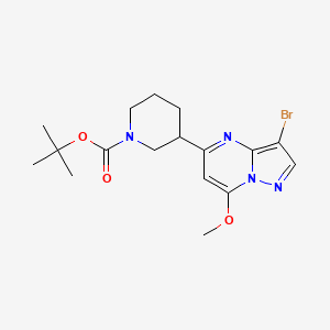 molecular formula C17H23BrN4O3 B13101688 tert-Butyl 3-(3-bromo-7-methoxypyrazolo[1,5-a]pyrimidin-5-yl)piperidine-1-carboxylate 