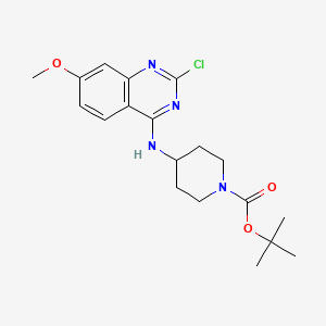 molecular formula C19H25ClN4O3 B13101726 tert-Butyl 4-((2-chloro-7-methoxyquinazolin-4-yl)amino)piperidine-1-carboxylate 