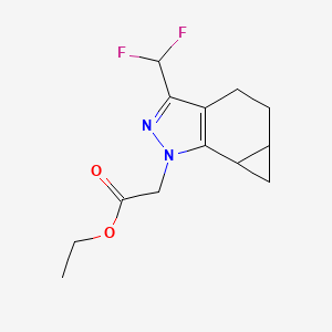 molecular formula C13H16F2N2O2 B13101799 Ethyl 2-(3-(difluoromethyl)-5,5a,6,6a-tetrahydrocyclopropa[g]indazol-1(4H)-yl)acetate 