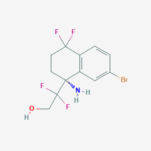 molecular formula C12H12BrF4NO B13101907 (R)-2-(1-Amino-7-bromo-4,4-difluoro-1,2,3,4-tetrahydronaphthalen-1-YL)-2,2-difluoroethanol 