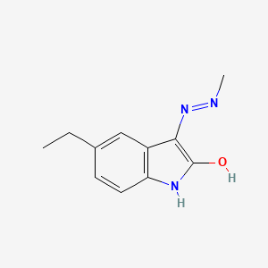 molecular formula C11H13N3O B13101925 5-Ethyl-3-(2-methylhydrazono)indolin-2-one 
