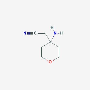 molecular formula C7H12N2O B13101928 2-(4-Aminotetrahydro-2H-pyran-4-yl)acetonitrile 