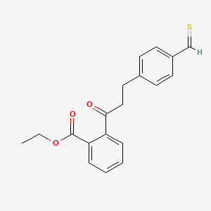 molecular formula C19H18O3S B13102011 Ethyl 2-[3-(4-methanethioylphenyl)propanoyl]benzoate 
