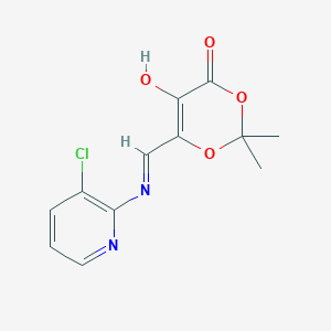 molecular formula C12H11ClN2O4 B13102029 6-(((3-Chloropyridin-2-yl)amino)methylene)-2,2-dimethyl-1,3-dioxane-4,5-dione 