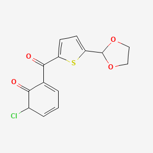 molecular formula C14H11ClO4S B13102098 6-Chloro-2-[5-(1,3-dioxolan-2-yl)thiophene-2-carbonyl]cyclohexa-2,4-dien-1-one 