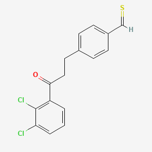 molecular formula C16H12Cl2OS B13102193 4-[3-(2,3-Dichlorophenyl)-3-oxopropyl]thiobenzaldehyde 