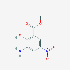 molecular formula C8H8N2O5 B13102248 Methyl 3-amino-2-hydroxy-5-nitrobenzoate 