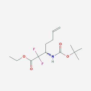 molecular formula C14H23F2NO4 B13102294 (S)-Ethyl 3-(boc-amino)-2,2-difluorohept-6-enoate 