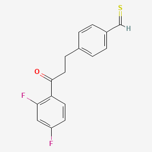 molecular formula C16H12F2OS B13102317 4-[3-(2,4-Difluorophenyl)-3-oxopropyl]thiobenzaldehyde 