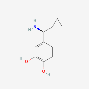 molecular formula C10H13NO2 B13102514 (S)-4-(Amino(cyclopropyl)methyl)benzene-1,2-diol 