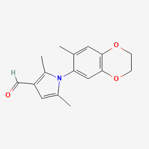 molecular formula C16H17NO3 B1310259 2,5-二甲基-1-(7-甲基-2,3-二氢-1,4-苯并二氧杂环-6-基)吡咯-3-甲醛 CAS No. 879045-05-3