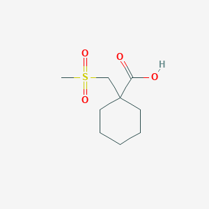 molecular formula C9H16O4S B13102615 1-((Methylsulfonyl)methyl)cyclohexanecarboxylic acid 