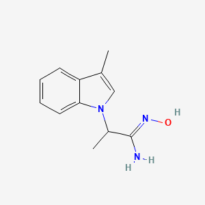molecular formula C12H15N3O B13102625 N-Hydroxy-2-(3-methyl-1H-indol-1-yl)propanimidamide 