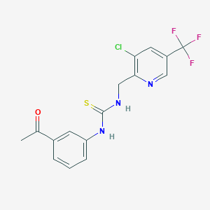 molecular formula C16H13ClF3N3OS B13102669 1-(3-Acetylphenyl)-3-((3-chloro-5-(trifluoromethyl)pyridin-2-yl)methyl)thiourea 