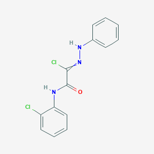 molecular formula C14H11Cl2N3O B131028 Ethanehydrazonoylchloride, 2-[(2-chlorophenyl)amino]-2-oxo-N-phenyl- CAS No. 148367-97-9