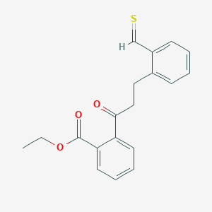 molecular formula C19H18O3S B13102836 Ethyl 2-[3-(2-methanethioylphenyl)propanoyl]benzoate 