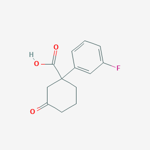 molecular formula C13H13FO3 B13102952 1-(3-Fluorophenyl)-3-oxocyclohexanecarboxylic acid 