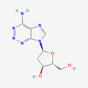 molecular formula C9H12N6O3 B13102957 (2R,3S,5S)-5-(4-Amino-7H-imidazo[4,5-d][1,2,3]triazin-7-yl)-2-(hydroxymethyl)tetrahydrofuran-3-ol 