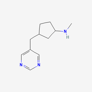 molecular formula C11H17N3 B13103029 N-Methyl-3-(pyrimidin-5-ylmethyl)cyclopentanamine 
