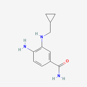molecular formula C11H15N3O B13103224 4-Amino-3-((cyclopropylmethyl)amino)benzamide 