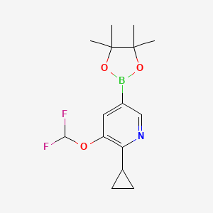 molecular formula C15H20BF2NO3 B13103280 2-Cyclopropyl-3-(difluoromethoxy)-5-(4,4,5,5-tetramethyl-1,3,2-dioxaborolan-2-YL)pyridine 