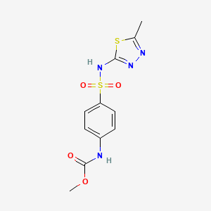 molecular formula C11H12N4O4S2 B13103297 methyl (4-(N-(5-methyl-1,3,4-thiadiazol-2-yl)sulfamoyl)phenyl)carbamate 