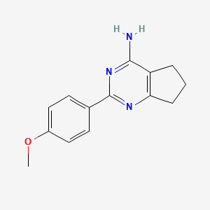 molecular formula C14H15N3O B13103315 2-(4-methoxyphenyl)-6,7-dihydro-5H-cyclopenta[d]pyrimidin-4-amine 