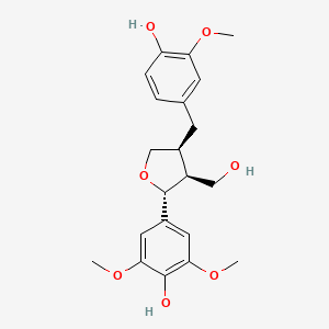 molecular formula C21H26O7 B13103450 4-[(2R,3S,4S)-4-[(4-hydroxy-3-methoxyphenyl)methyl]-3-(hydroxymethyl)oxolan-2-yl]-2,6-dimethoxyphenol 