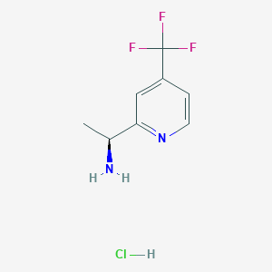 molecular formula C8H10ClF3N2 B13103542 (1S)-1-[4-(trifluoromethyl)pyridin-2-yl]ethanamine;hydrochloride 