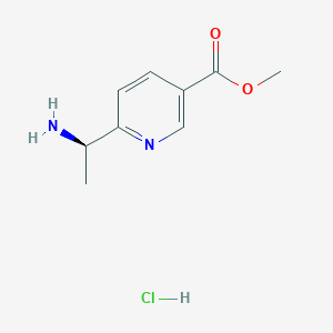 molecular formula C9H13ClN2O2 B13103561 (R)-Methyl 6-(1-aminoethyl)nicotinate hydrochloride 