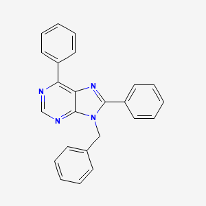 molecular formula C24H18N4 B13103623 9-Benzyl-6,8-diphenyl-9H-purine 